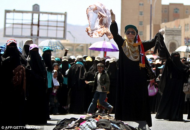 Open dissent: The brutal Yemeni regime has fired into crowds of protesters so this rebellion is a dangerous one for the women involved