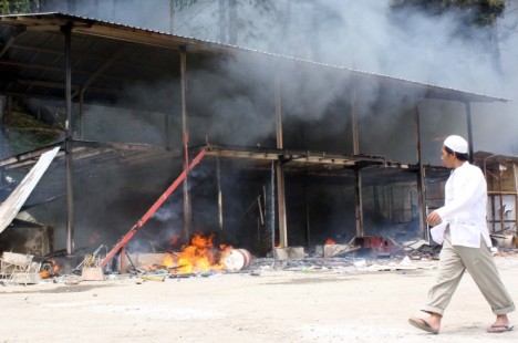 Ruins of a West Java Church Under Construction Burned