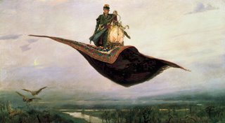 Picture: Painting of a man on a flying carpet