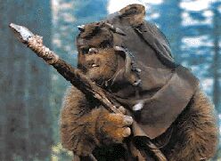 Picture: A masked Ewok brandishing a stone spear