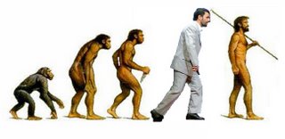 Picture: the famous drawing of ape-to-human evolution, with Mahmoud Ahmadinejad inserted